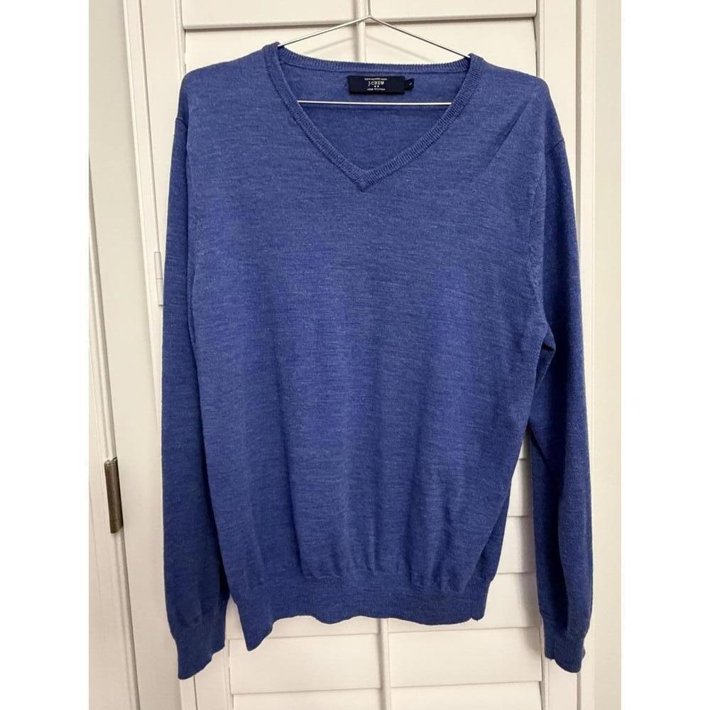 J.Crew men's blue‎ 100% merino wool V-neck sweater